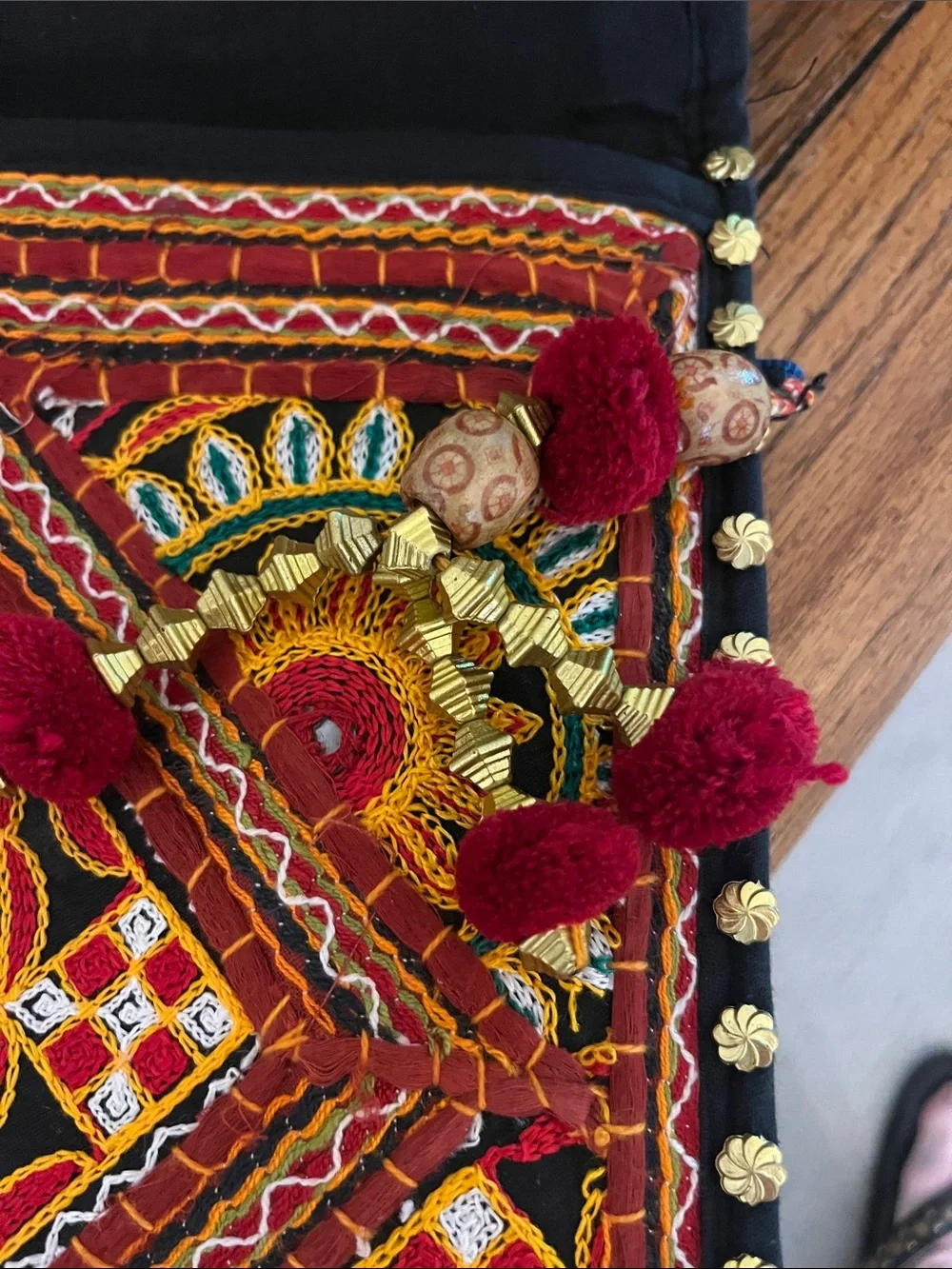 Embroidered Boho Clutch Purse - Red & Gold